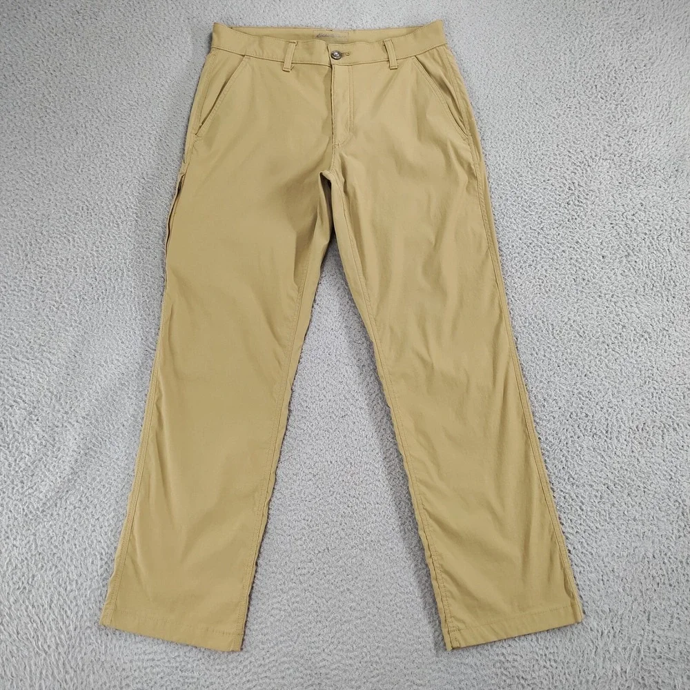 Eddie Bauer Pants Mens 33x32 Tan Travex Tech Mid-Rise Straight Leg Stretch Chino
